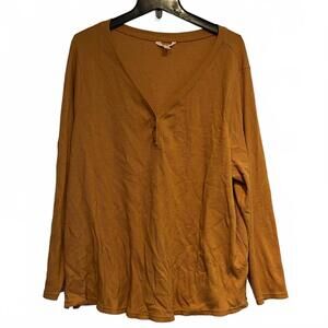 Terra & Sky - Women’s Orange V-Neck Long Sleeve Size Sweater Shirt - Size 4X